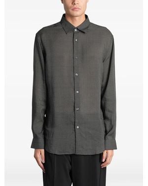 Emporio Armani Micro-Patterned Long-Sleeve Shirt - Grey