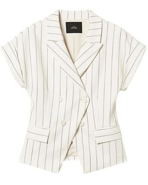 Twinset Double-Breasted Pinstriped Vest - White