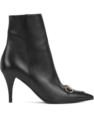 Gucci 85mm Horsebit-detail Leather Ankle Boots - Black