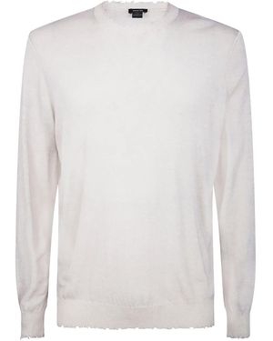 Avant Toi Frayed-Edge Jumper - White