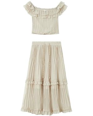 B+ AB Ruffled Pleated Jumpsuit - White