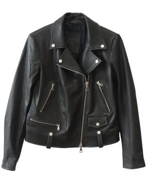 HTC New Celina Leather Biker Jacket - Black