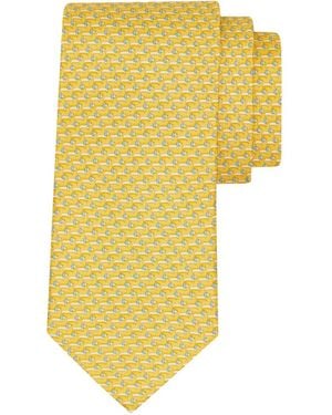 Ferragamo Corbata De Seda Con Estampado De Perro Salchicha - Amarillo
