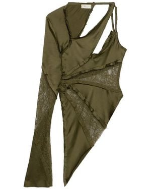 Blumarine Lace-Trim Asymmetric Top - Green
