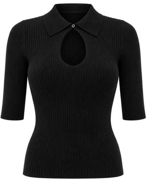 Kaos Ribbed Cut-Out Jumper - Black