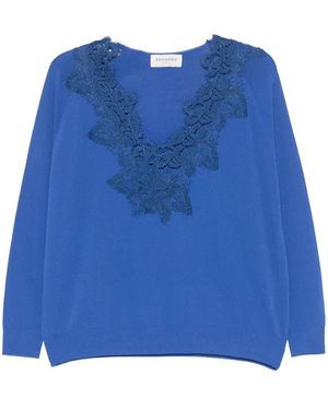 ERMANNO FIRENZE レースディテール トップ - ブルー