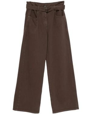 Brunello Cucinelli Belted Wide-Leg Trousers - Brown