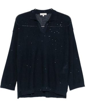 Antonelli V-neck embellished sweater - Blau