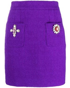 Moschino Brooch-Embellished High-Waisted Skirt - Purple