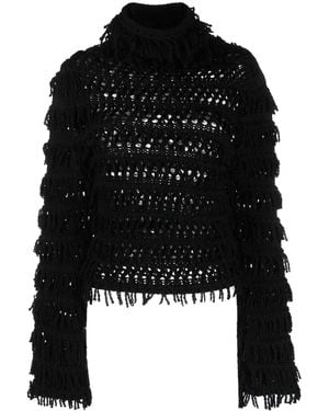 Blumarine Fringe-detail Jumper - Black
