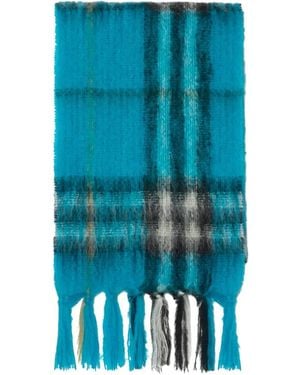 Burberry Checked Mohair Scarf - Blue