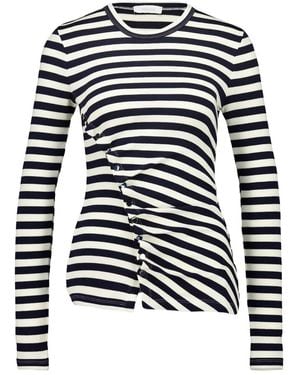 Rabanne Striped Button-Detail Top - Blue
