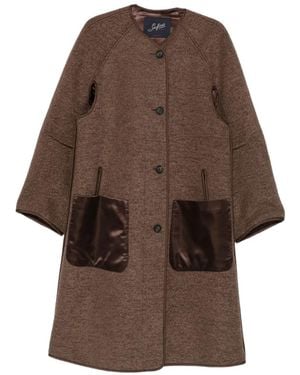 The Seafarer Hepburn Contrast-Pocket Panelled Coat - Brown