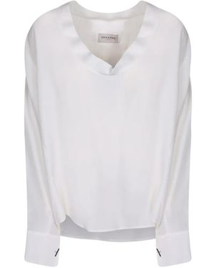 ERMANNO FIRENZE Pearl-Embellished V-Neck Blouse - White