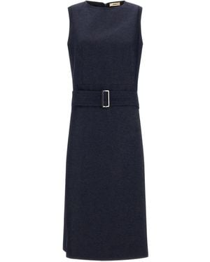 Herno Belted Sleeveless Midi Dress - Blue