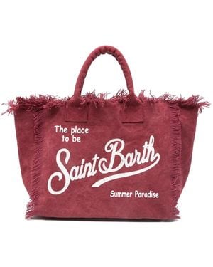 MC2 Saint Barth Vanity Fringed Logo-Print Tote Bag - Pink