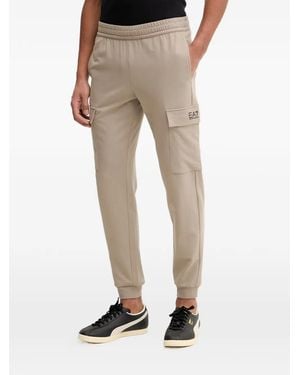 EA7 Logo-Print Cargo Trousers - Natural