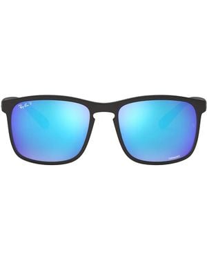 Ray-Ban Eckige Chromance Sonnenbrille - Blau