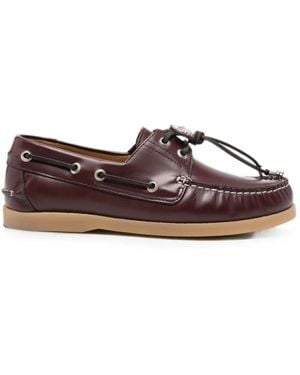 Toga Embellished Leather Loafers - Brown
