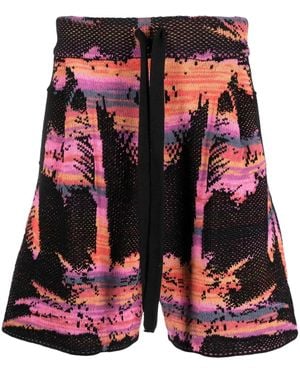 Laneus Printed Bermuda Shorts - Red
