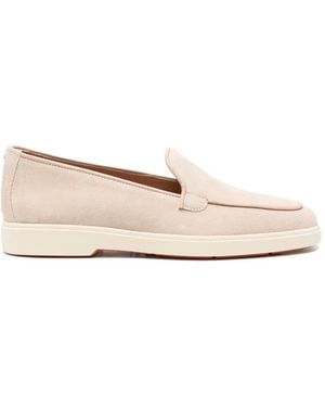 Santoni Debora Suede-Finish Loafers - Natural
