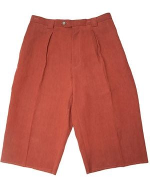 Enfants Riches Deprimes Pleated Frayed Shorts - Red