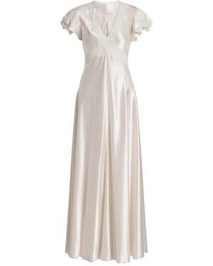 Alberta Ferretti Lace-Detail Maxi Dress - White