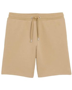 Ami Paris Cotton Shorts With Embossed Ami De Coeur - Natural