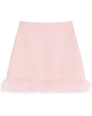 Valentino Garavani Crepe Couture Feather-Trim Mini Skirt - Pink