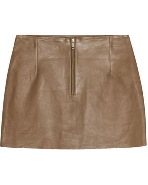 Remain Leather Zip-Front Mini Skirt - Brown