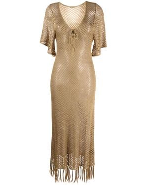 Dodo Bar Or Fringed Midi Knit Dress - Natural
