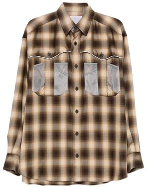 Kolor Plaid-Pattern Shirt - Brown