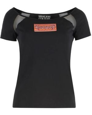 Versace Jeans Couture Mesh-panel Cotton T-shirt - ブラック