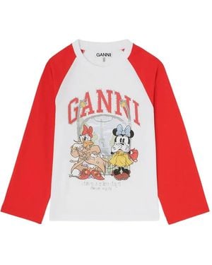 Ganni T-Shirt With Minnie Mouse & Daisy Duck - Red