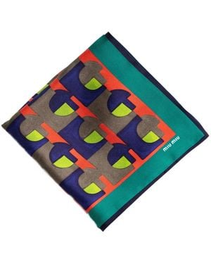 Miu Miu Geometric-Print Silk Scarf - Blu