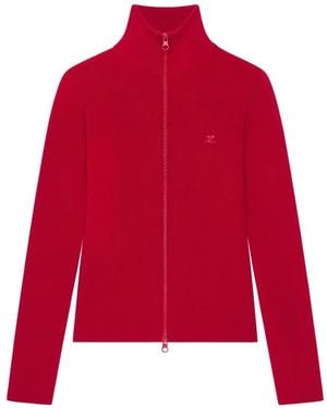 Courreges Cárdigan Con Logo Bordado - Rojo