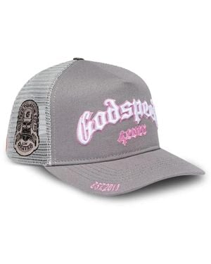 Godspeed Forever Embroidered-Logo Mesh-Panels Hat - White