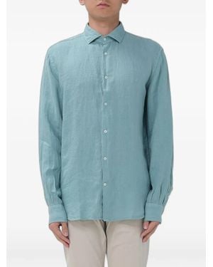 Brooksfield Long-Sleeve Linen Shirt - Blue