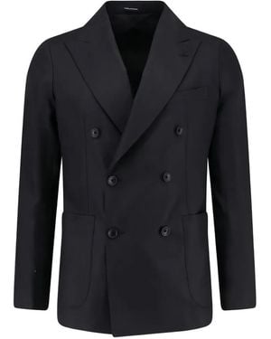 Tagliatore Peaked-Lapel Double-Breasted Blazer - Blue