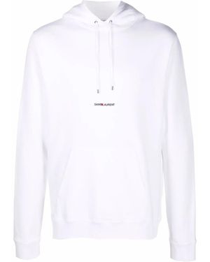 Saint Laurent Sweatshirt Aus Jersey Mit Kapuze Mit Logodetail - Weiß