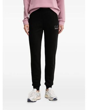 EA7 Logo-Detail Elastic-Waist Track Pants - Black