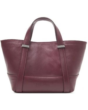 Peserico Itinera Beaded-Trim Leather Tote Bag - Purple