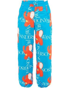 JW Anderson Elephant & Logo-print Wide- Leg Pants - Blue