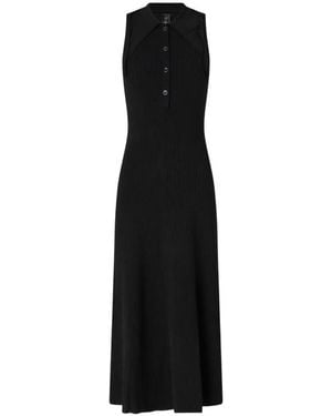 Pinko Collared Ribbed Maxi Dress - Black
