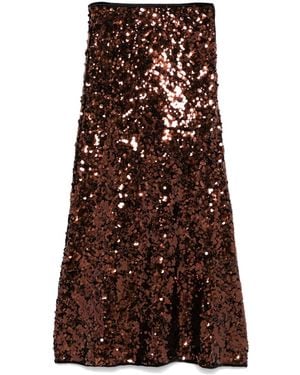 Ganni Sequinned Maxi Skirt - Brown