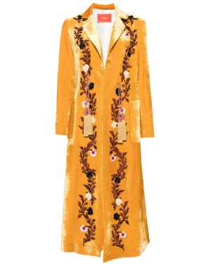 La DoubleJ Duster Floral-Embroidered Tassel Coat - Metallic