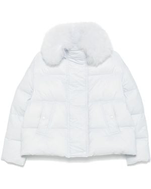 Yves Salomon Faux-Fur Detail Puffer Jacket - White