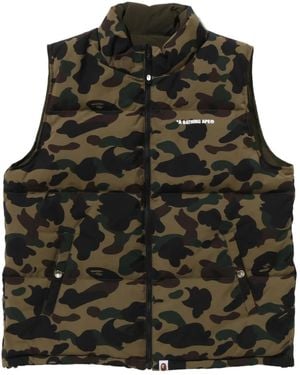 A Bathing Ape Gilet Matelassé À Design Réversible - Noir
