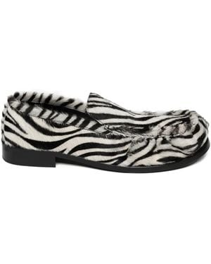Dries Van Noten Zebra-Print Ponyhair Loafers - Black