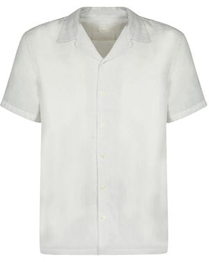 120% Lino Chemise À Col Cubain - White